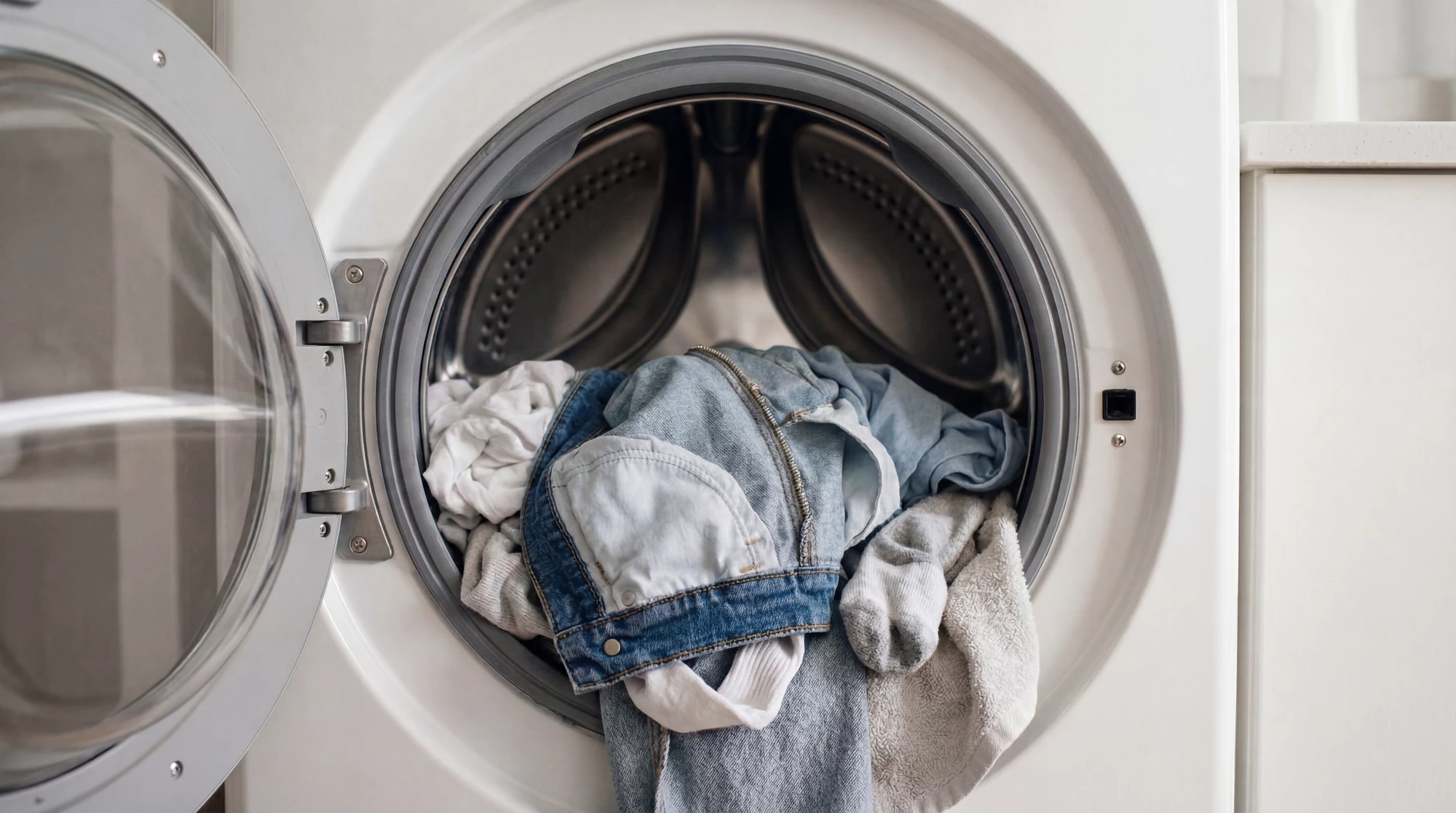 Denim turned inside out before washing