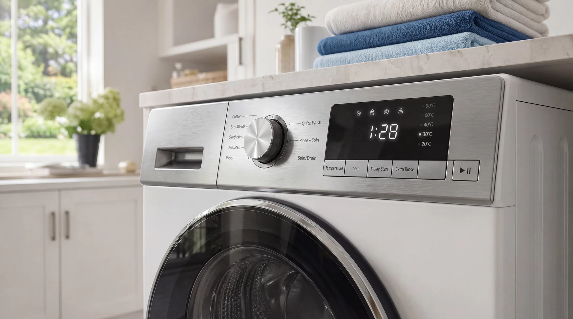 A washing machine dial set for a wash cycle