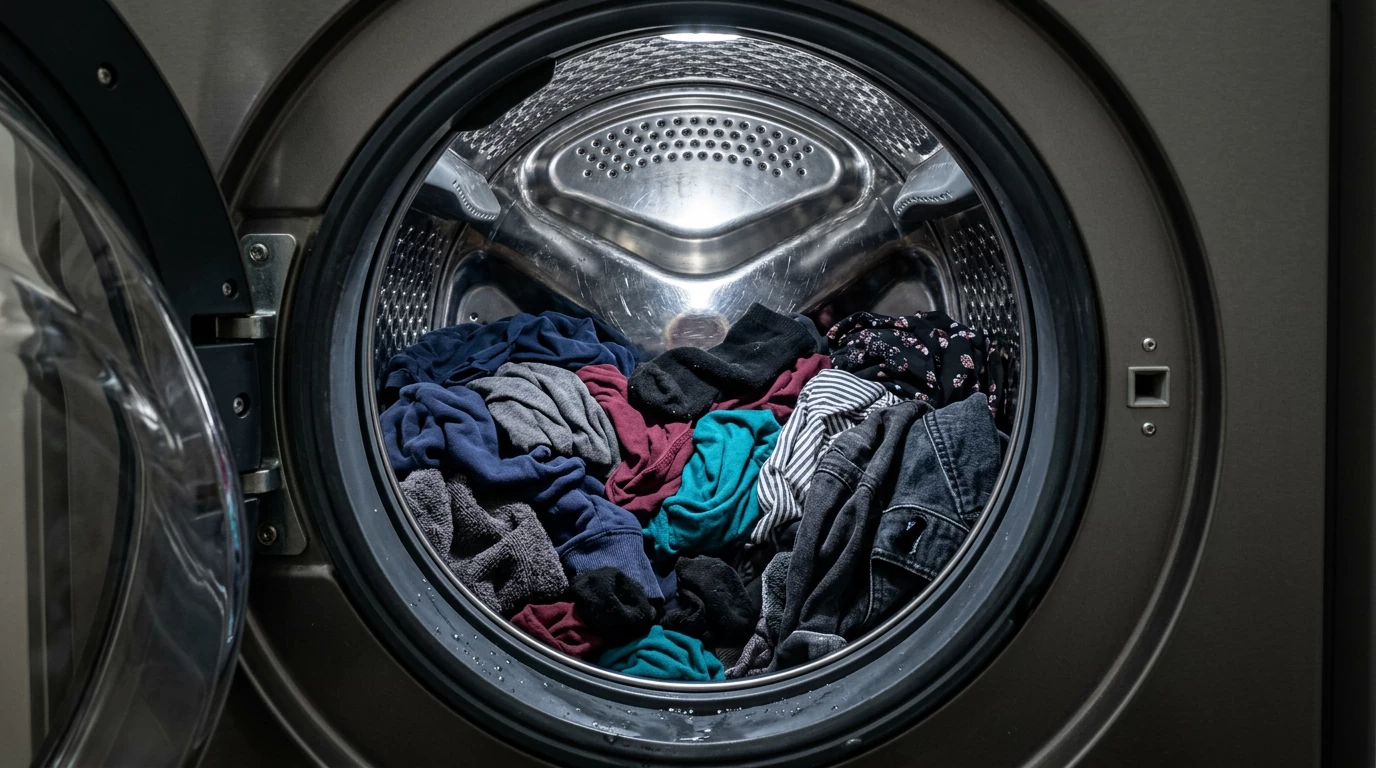 A washing machine drum with room for clothes to move