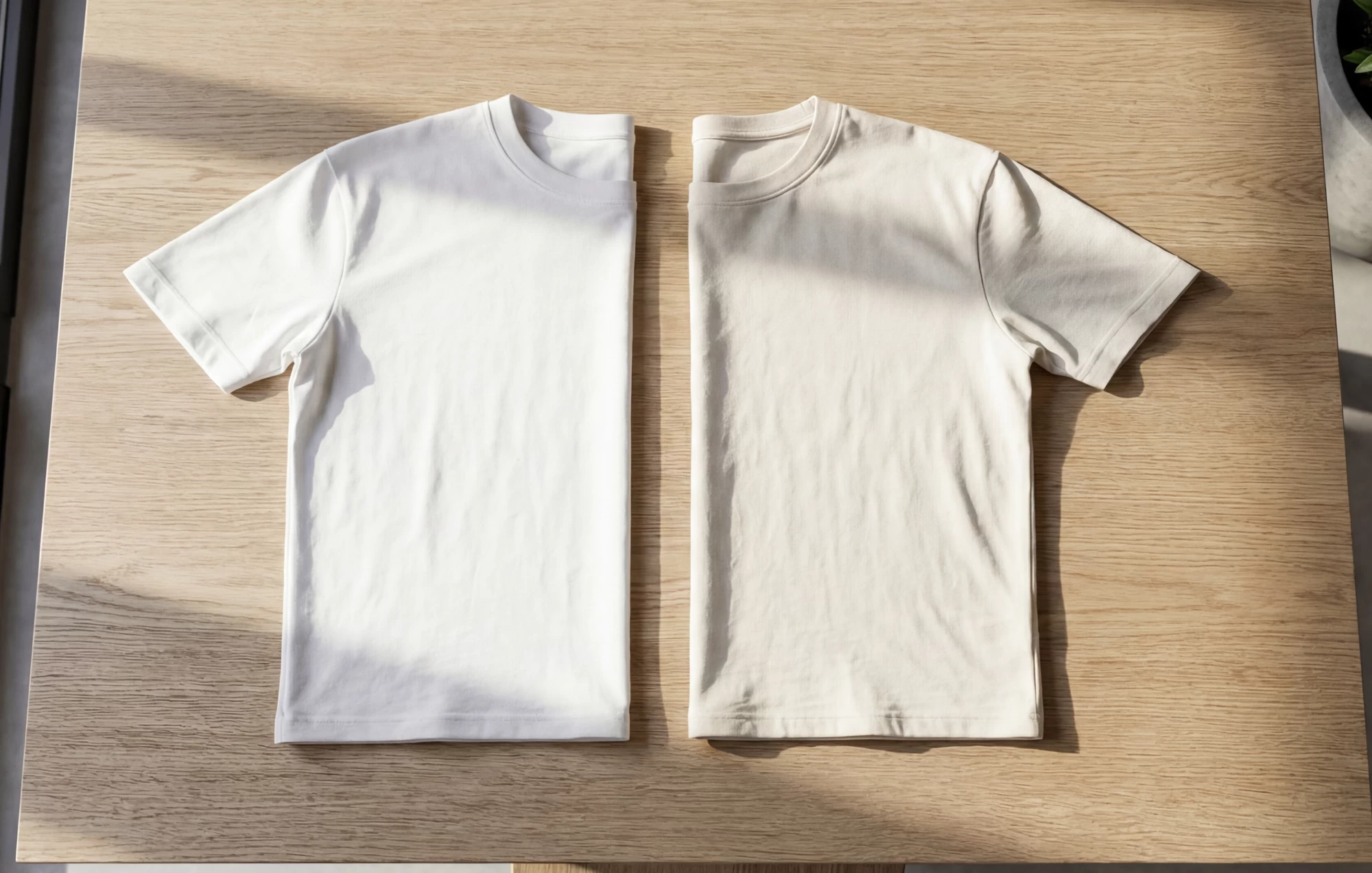 Bright white shirts hanging on a line